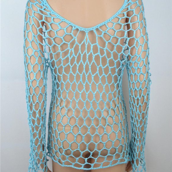 Bold Fishnet Crochet Bikini Cover Up Swim Dress - Picture 4 of 5